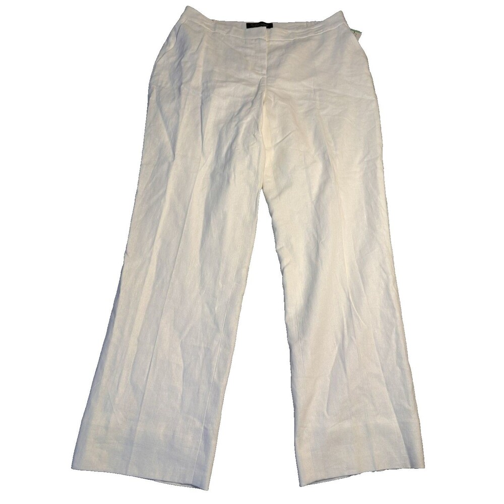 Evan Picone Black Label White Linen Blend Lined Pants Size 8 Resort Coastal NWT